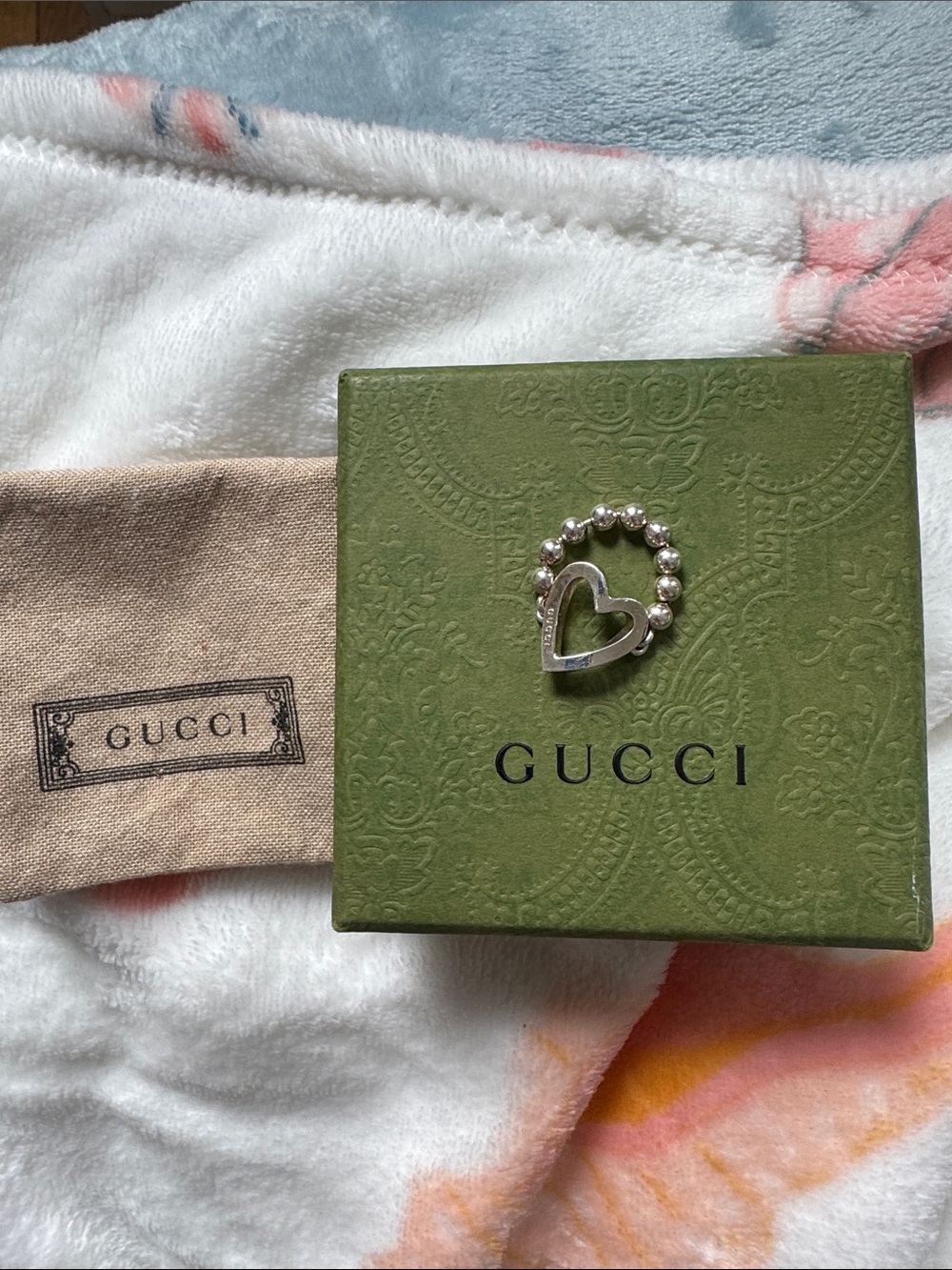 Vintage Gucci beaded heart ring silver - Picture 3 of 4